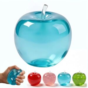 Apple Squishy Toy, Soft Fruit Slow Rising Squishy Stress Relief Ball | Soft TPR Slush Sensory Fidget Toys for Adults, Cute Clear Gel Fruit Office Desk Companion & Room Decor (Blue)