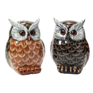 ARTCOS Hand-Painted Owl Sculpture, Realistic Home Decor Statue