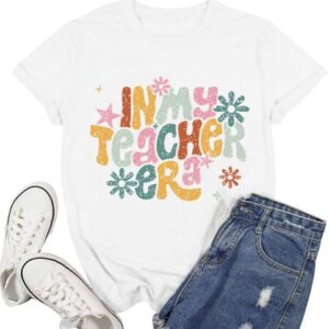Ascrazy Teacher Shirts for Women In My Teacher Era Tee Teaching Life Tops