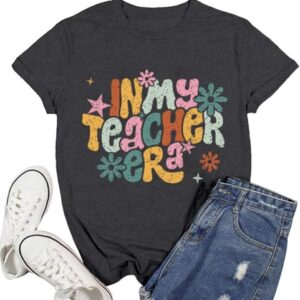 Ascrazy Teacher Shirts for Women In My Teacher Era Tee Teaching Life Tops