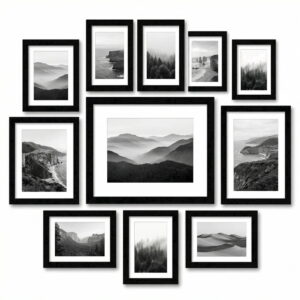 Asoricing 10-piece photo frame set - multi-size combination photo wall - perforated cardstock picture frame - black
