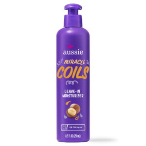 Aussie Miracle Coils Leave-in Moisturizer with Macadamia Nut Oil, Sulfate Free, Coily Hair 8.5 fl oz