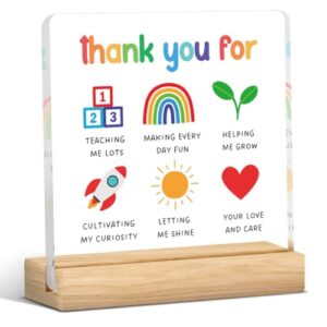Back to School Teacher Gifts for Women Men Teachers Day Appreciation Gifts Birthday Gifts for Teachers Preschool Teacher Assistant Appreciation Clear Acrylic Decorations Sign for Office 4 X 4 Inch