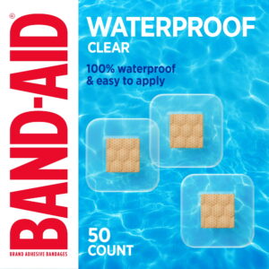 Band-Aid Brand Clear Waterproof Spot Square Bandages, One Size, 50 Count