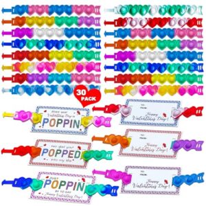 BAOXUE 30 Pack Valentines Day Gifts For Kids Classroom, Pop It Valentines Day Cards For Kids School, Fidget Valentine For Kid Class, Bulk Valentine'S Day Classroom Gift Exchange