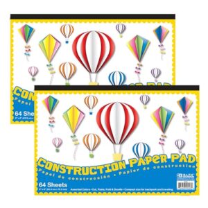 BAZIC Products Color Mini Construction Paper Pad, 6 x 9 in, 64 Ct, 2-Pack