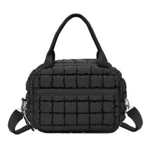 BBIQI Cute Lunch Bag for Women Quilted Puffer Lunch Box Insulated Small Lunch Cooler Tote for Daily Work Campus