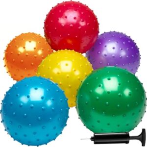 Bedwina 7 Inch Knobby Sensory Balls (30-Pack) Spiky Massage Stress Balls | Includes Pump, Bouncy Balls for Kids & Toddlers, Party Favors, Sensory Play, Occupational Therapy & Fidget Toys