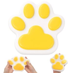 Big Taba Squishy Cat Paw, 5.6 in Large Squishy Fidget Toys for Kids Adults | Yellow Sensory Fidget Squeeze Toys for Stress Relief and Relax, Sticky Cat Paw Squishy Toy for Party Favors Birthday Gift