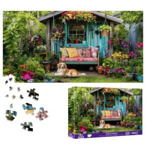 Bimkole Garden Retreat Puzzles for Adults 1000 Pieces, Landscape Paper Jigsaw Puzzle 1000 Pieces - Fun and Challenging Family Decoration Puzzle Great Gift Idea, Finished Size is 31.5 x 16.14 in