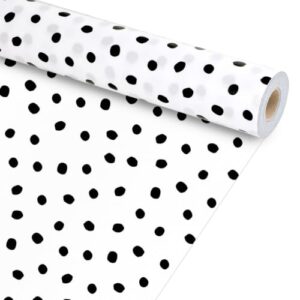 Black White Polka Dots Bulletin Board Roll Back to School Classroom Decoration Non-Woven Fabric Bulletin Board Background Reusable Waterproof Wall Decor for Art Crafts Classroom Supplies 16" X 20ft