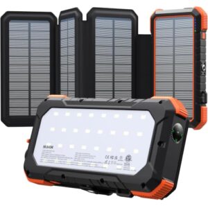 BLAVOR Solar Power Bank 20,000mAh Portable Charger with 4 Foldable Panels