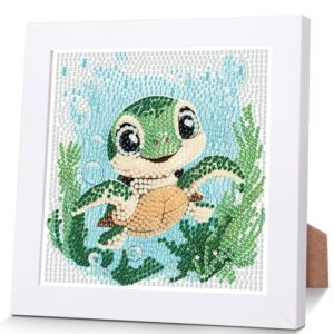bleihum Turtle Diamond Art Kits for Kids Ages 4-8-12 with Frame 7x7inch