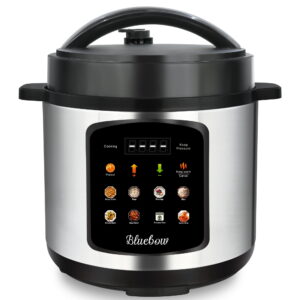 Bluebow 6.5 Quart Electric Pressure Cooker, 8-in-1 Multi Cooker Rice Cooker Slow Cooker Sauté Steamer, Stainless Steel