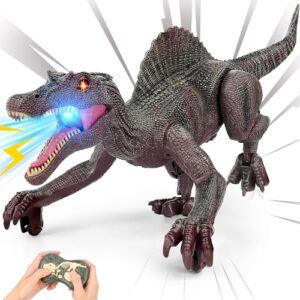 Bokigibi Dinosaur Toys, Realistic Remote Control Dinosaur for Kids 3-5, 2.4GHZ, Walking, Rechargeable, 3D Eyes, 3 Sound Effects, Demo Function, Sturdy, Jurassic Toys for Kids 3+, Red