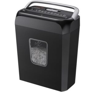 Bonsaii 6-Sheet Cross Cut Paper Shredder for Home, 3.4 Gal Bin