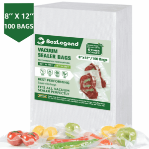 BoxLegend Vacuum Sealer Bags, 8"x 12"x 100 Count Pre-Cut Food Vacuum Seal Bags,Clear