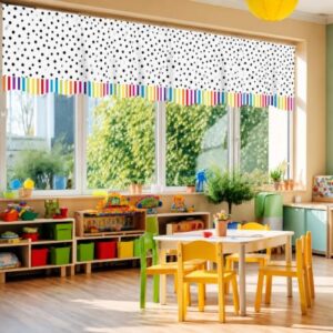 Breling 6 Pcs Classroom Valance Curtains, 36 x 24 in,Black Watercolor