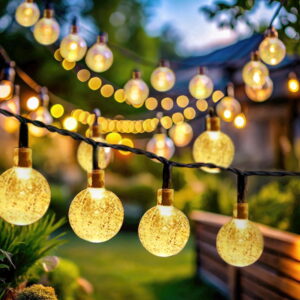 Brochao Solar String Lights Outdoor Waterproof Solar Power LED Patio Lights for Porch Garden Market Bistro, 50 Lights, 23 ft
