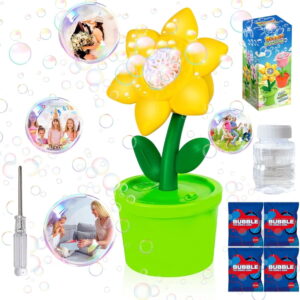 Bubble Machine with Light for Kids,20000+ Bubbles Per Minute Automatic Flower Bubble Maker for Toddlers,2026 Upgrade Portable Battery Operated Bubble Machine Toy for Outdoor/Indoor Parties Birthday