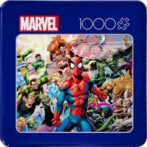 Buffalo Games Marvel Spider-Man Sinister War, 1000 Piece Jigsaw Puzzle, 14+ | Collectible Tin Keeps Pieces Protected, Full-Size Poster, Precision-Cut Pieces 1000 Piece Puzzle, Focus & Relaxation