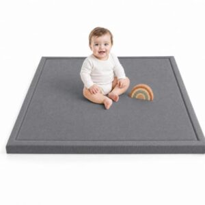 BumbleBabe Baby Play Mat for Floor, Soft Flannel Baby Crawling Mat for Tummy Time, Cushioned Infant Activity Mat with Anti-Slip Backing, Comfortable Playpen Mat for Nursery Dark Gray, 50"x50"