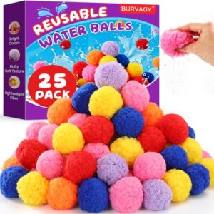 BURVAGY 25 Pcs Soft Reusable Water Balls for Outdoor Water Toys Games