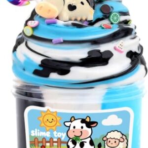 Butter Slime for Kids, Non-Sticky Bubble Putty Happy Cow Milk Candy Slime | White Blue Black Slime, Stress Relief ASMR, Scented Sensory Toy, Party Favors, Birthday Gift, Stuffers