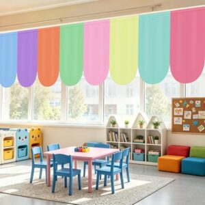CapyBud 8 Pcs Classroom Curtains 36 x 24 Inch Back to School Window Drapes Colorful Pastel Valance Curtains First Day of School Supplies Kindergarten Daycare Primary Bedroom Playroom Room Decor