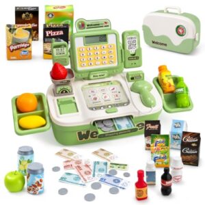 Cash Register Toy, Pretend Play Toy with Real Calculator for Kids