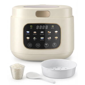 Casualife 12-Cups/4.3QT Rice Cooker with Steamer & Keep Warm, 10-in-1 Multicooker，24-Hour Timer，Non-Stick Inner Pot, White