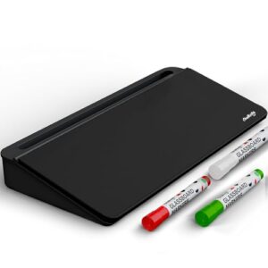 Chalkola Black Glass Desktop Whiteboard with Storage - Desk Organizer Buddy