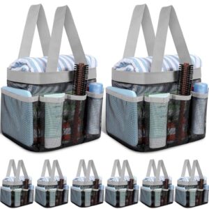 Chapou 8 Packs Large Mesh Shower Caddy with 8 Pocket and Handle, Grey
