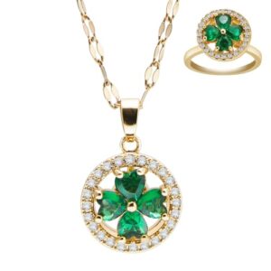 CHEERELAX Fidget Necklace Anxiety Rings for Women Four-Leaf Clover Fidget Rings, Gold Color Worry Ring for Anxiety, Stainless Steel Fidgets Jewelry, Adult Fidgets for Anxiety and Stress