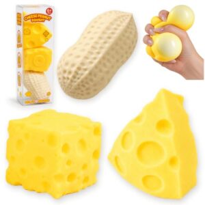 Cheese Squishy 3 Pack with Peanut Shape Squeeze Toys Stress Squishy Set