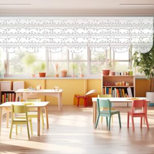 Chicplaid 7 Pcs Classroom Curtains Back to School Window Valances Squiggles and Dots Curtain Reading Calming Corner Decor for Classroom Teaching and Playroom Decor 36" x 24"
