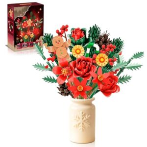 Christmas Flowers Bouquet Building Set, Xmas Botanical Collection Compatible with Lego Flowers for Home Living Room Christmas Decor, Xmas Gift for Grandkids & Teens, 865 PCS
