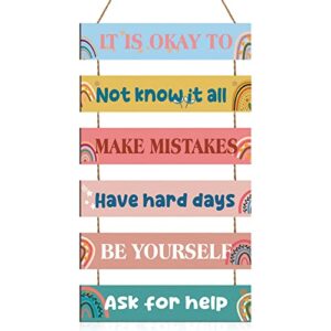 Chunful It Is Okay to Be Yourself Boho Rainbow Classroom Inspirational Sign