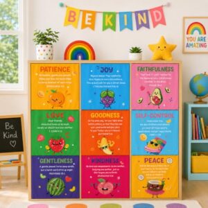 Cinrobiye Classroom Cabinet Curtains for Storage Shelves 24 x 24.61 Inch Self Adhesive Shelf Curtains with Colorful Designs Privacy Drapes Covers for School Kindergarten Daycare Organization Decor