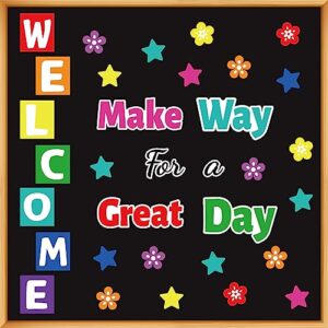 Classroom Bulletin Board Decoration Set Welcome Banner Wall Door Decor Colorful Classroom Decorations for Kindergarten Preschool Elementary Middle School (Welcome, Make Way for a Great Day)