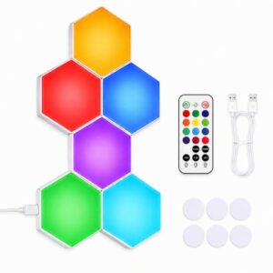 Clocness 6-Pack Touch Hexagon Sensory Lights for Kids with Remote and Timer