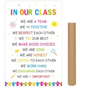 COCHIE Classroom Rules Poster for Classroom Decorations, Large 16"x24" Back to School Decor Class Rule Posters for Preschool Middle High School Kindergarten Elementary Teacher Must Haves (Colorful)