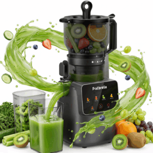 Cold Press Juicer Machine for Whole Fruits and Vegetables, 6.1" Wide Feed Chute, Slow Masticating Juice Maker, DC Motor, Patbrela 5 Preset & Reverse