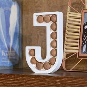 COLLECTIVE HOME - Wood Letters for Wall Decor, Free Standing Tabletop Decoration, Monogram Decorative Signs, Initials Bar Decor with Beads, DIY Block Words Sign (J)