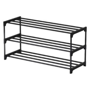 COM1950s Under Bed Shoe Rack, 2/3 Tier Plastic Storage Organizer for Closet Entryway, Space Saving Shelves