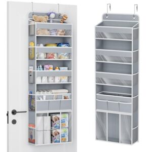 COOLBEBE Over the Door Organizer, 5-Shelf Hanging Storage, Grey