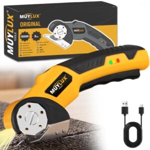 Cordless Electric Scissor & Cardboard Cutter, Electric Scissors for Fabric, Cardboard, Plastic and Wrapping Paper, Box Cutter with Safety Lock & LED Light, Power Tools for DIY, Craft