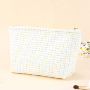 Corduroy Makeup Bag Handheld Travel Cosmetic Organizer, Large Capacity Toiletry Pouch for Daily Commute Overnight Trips and Gym Use