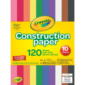 Crayola Construction Paper, 120 Pgs, Kindergarten School Supplies, 10 Colors, Holiday & Halloween Craft Supplies, Classroom Must Haves, Gift, Ages 3+