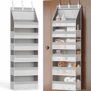 Criusia Over the Door Organizer for baby , 6-Shelf Thickened non-woven fabric Closet Hanging Storage, 3 Pcs upgrade hooks, 55lbs Capacity, Gray